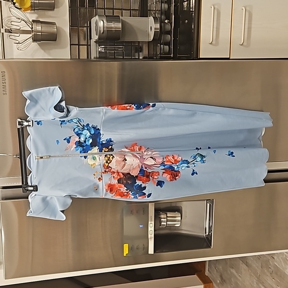 💕TED BAKER💕 Hailly Bardot Dress ~ Raspberry Ripple Print TB Size 4 = US 10 NWT - Picture 13 of 16